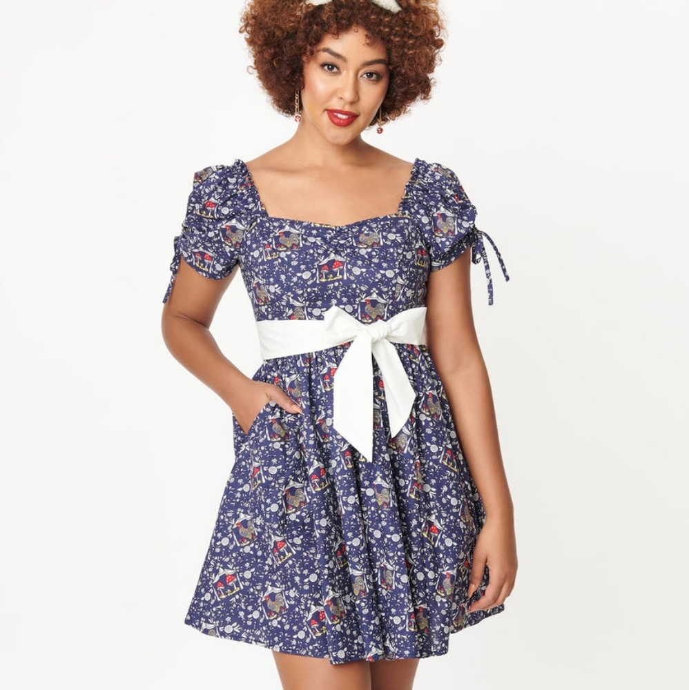 NWT Unique Vintage Blue & Cottagecore Dakota Flare Dress